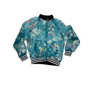 Rare Adidas Pharrell Williams Sheer Floral Bomber Jacket Teal Multi  Womens S